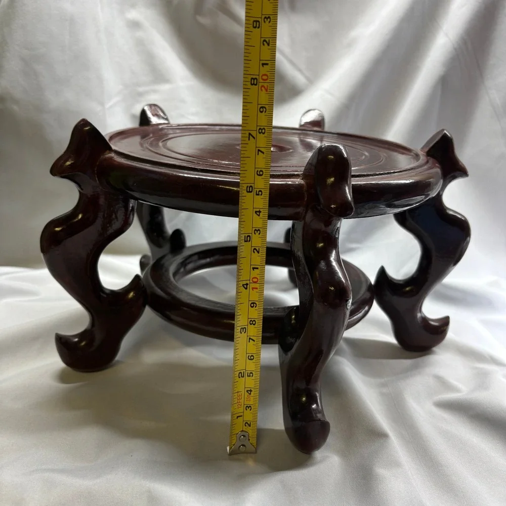 Rosewood Vase Stand Unisex Medium Dark Brown Good Carved 5-Leg Pedestal